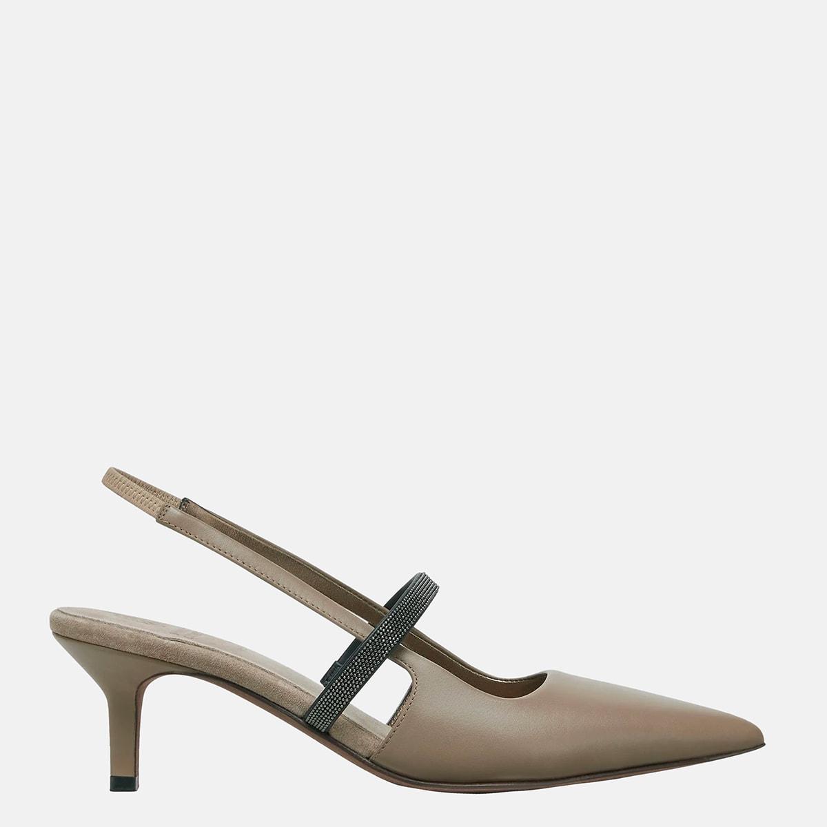 Brunello Cucinelli Women's Leather Slingback Pumps and Brown Leather Flats