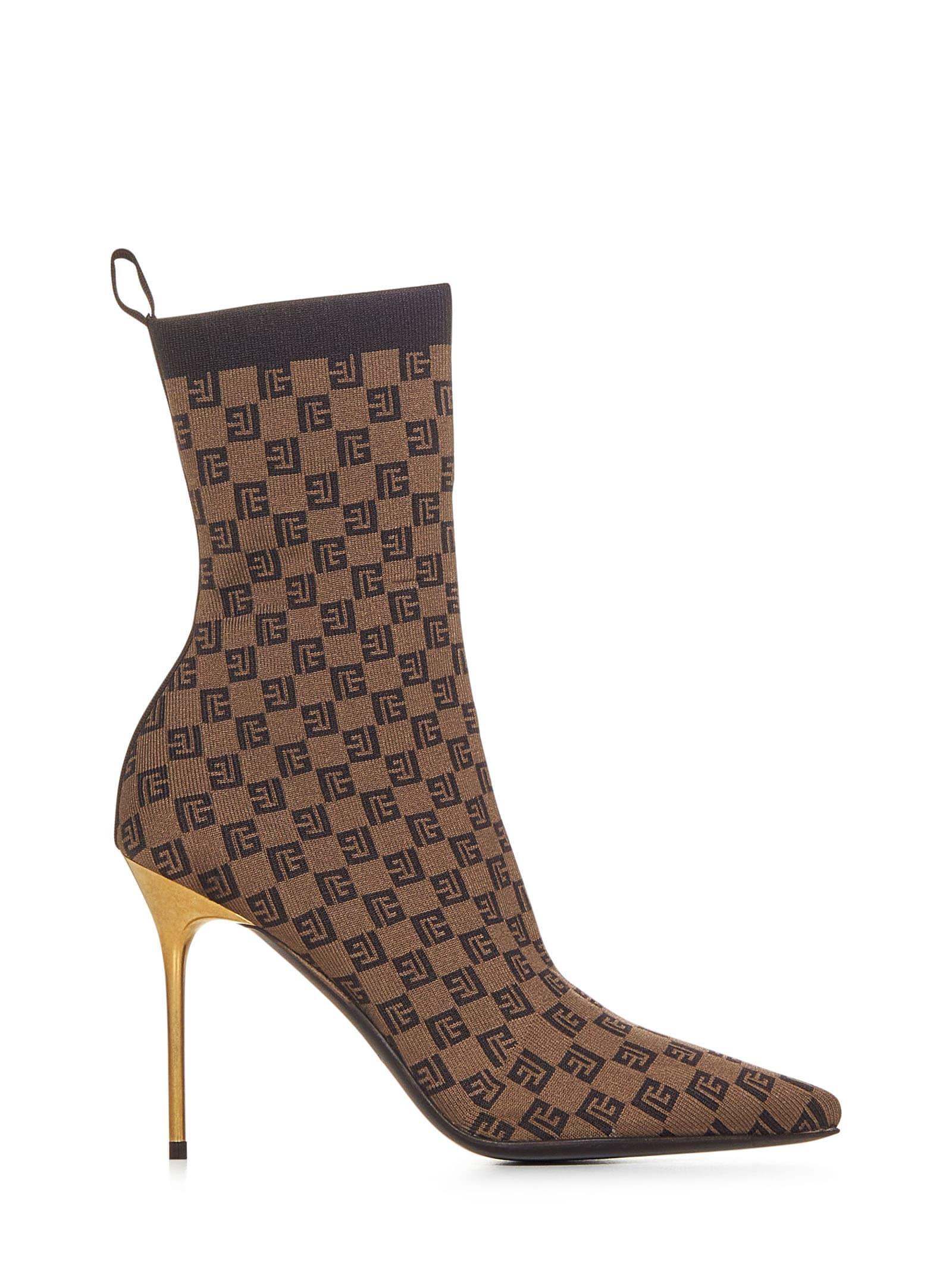 Balmain Skye Ankle Boots in Brown Elastane
