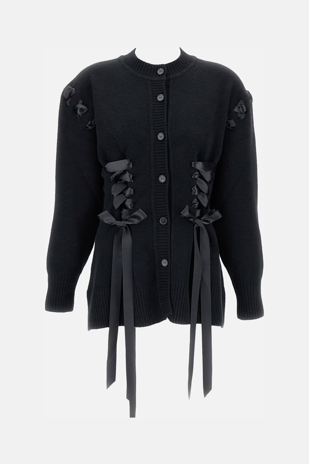Simone Rocha Sculpted Ribbon Corset Detail Cardigan