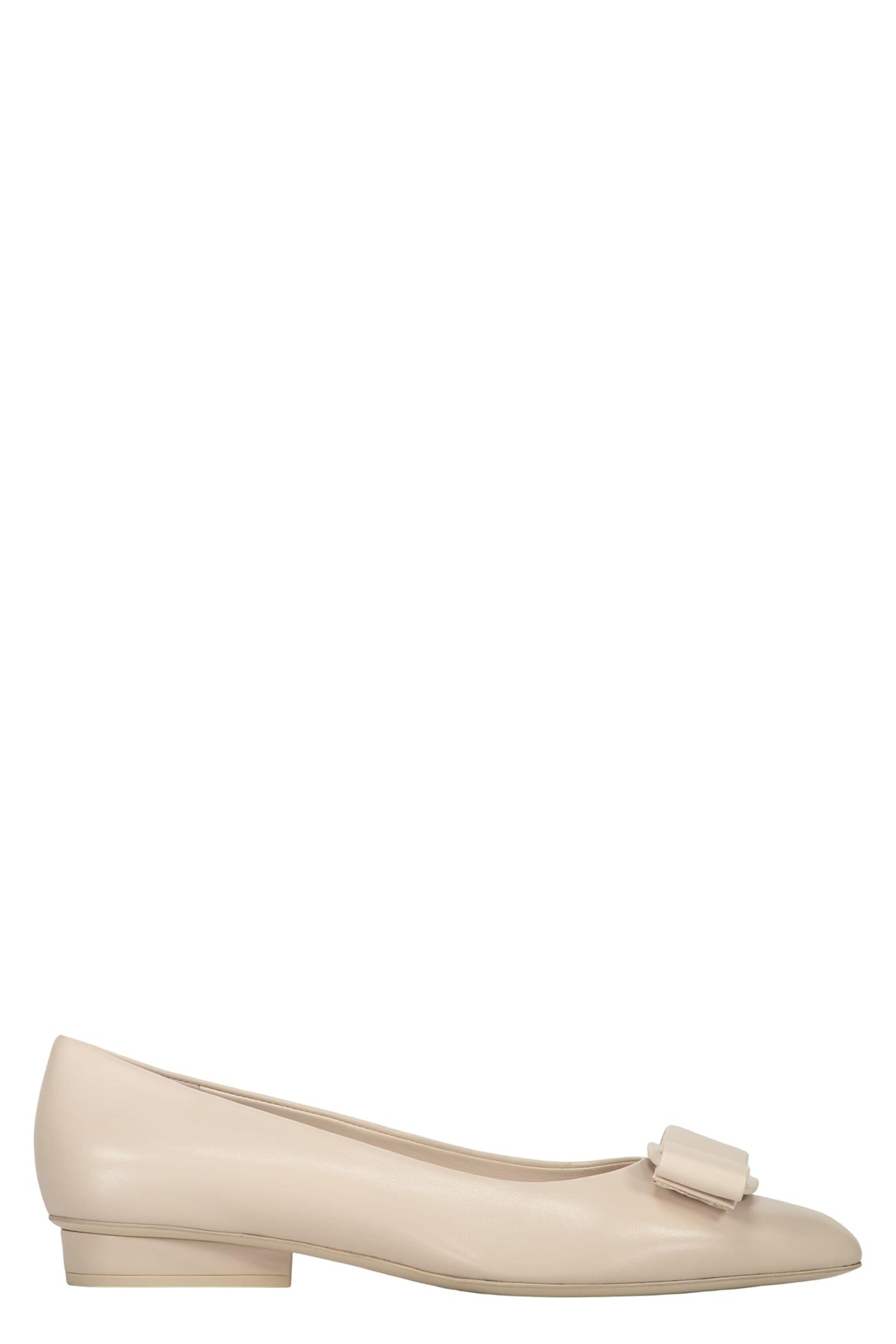 Ferragamo Leather Ballet Flats With Logo