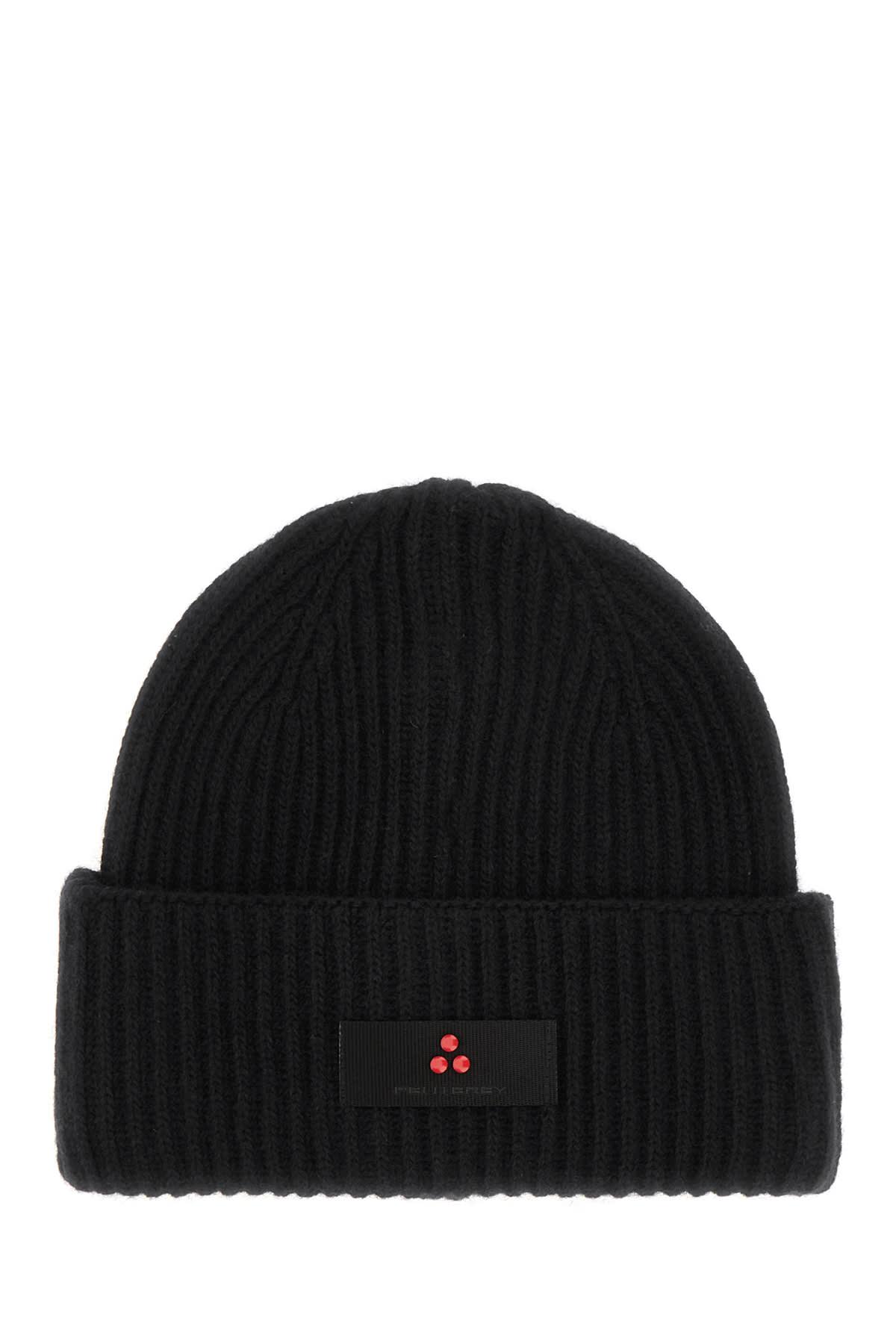 Peuterey Black Nylon Blend Beanie Hat