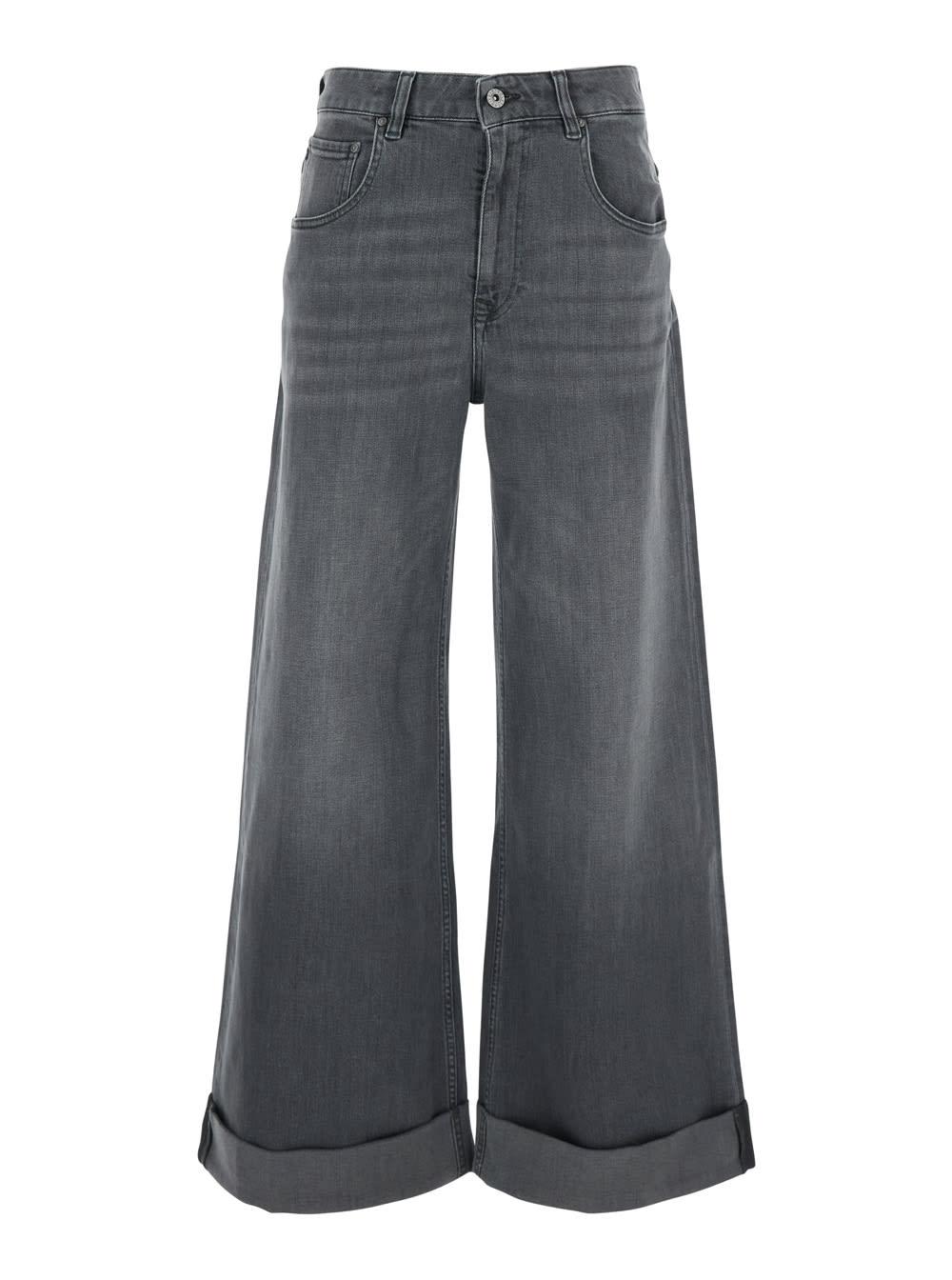 AG Jeans Grey Jeans With Belt Loops And Logo Patch On The Back