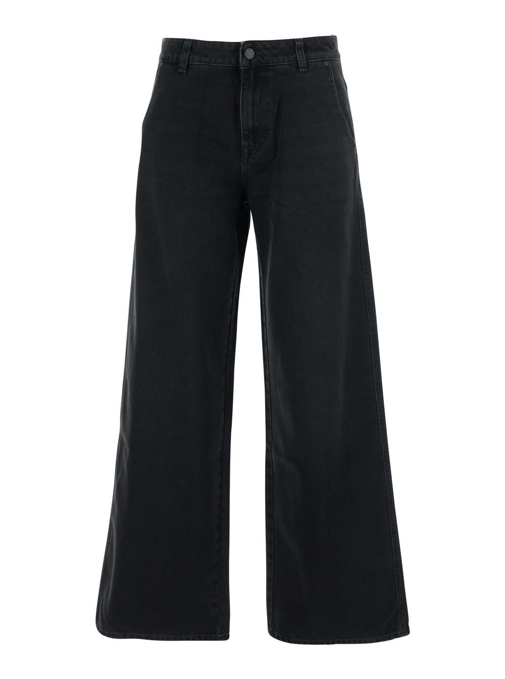 AG Jeans Black Jeans With Belt Loops And Logo Patch