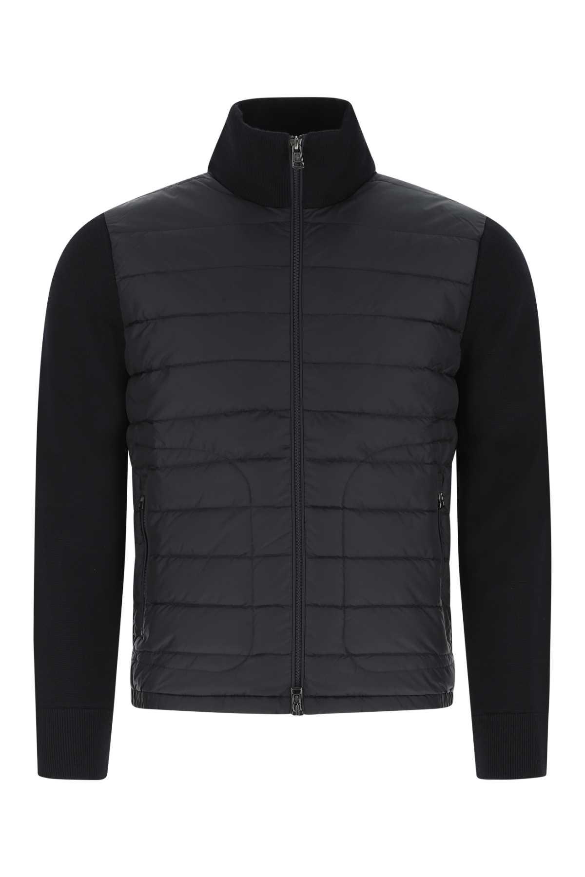 Moncler Navy Blue Wool And Acrylic Cardigan