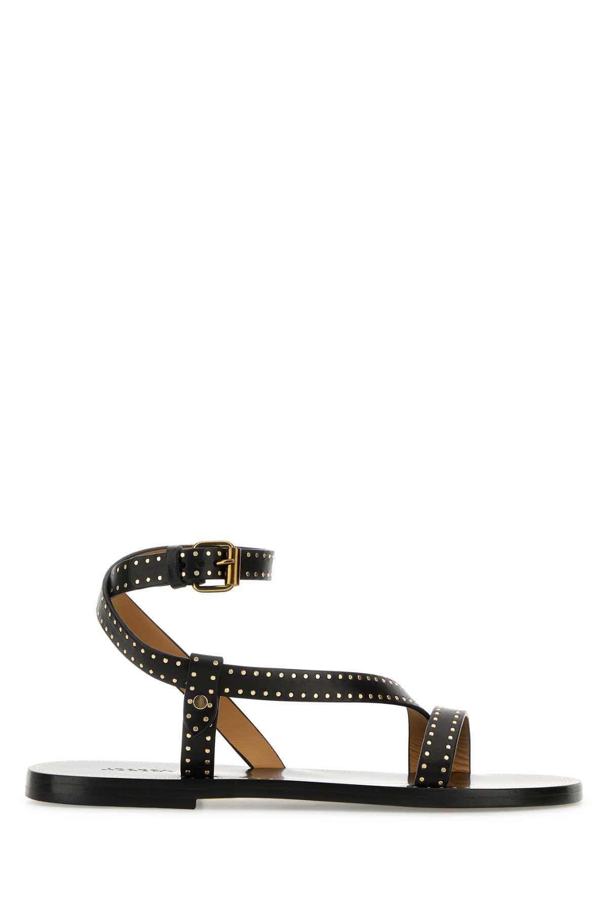 Isabel Marant Black Leather Jopee Sandals