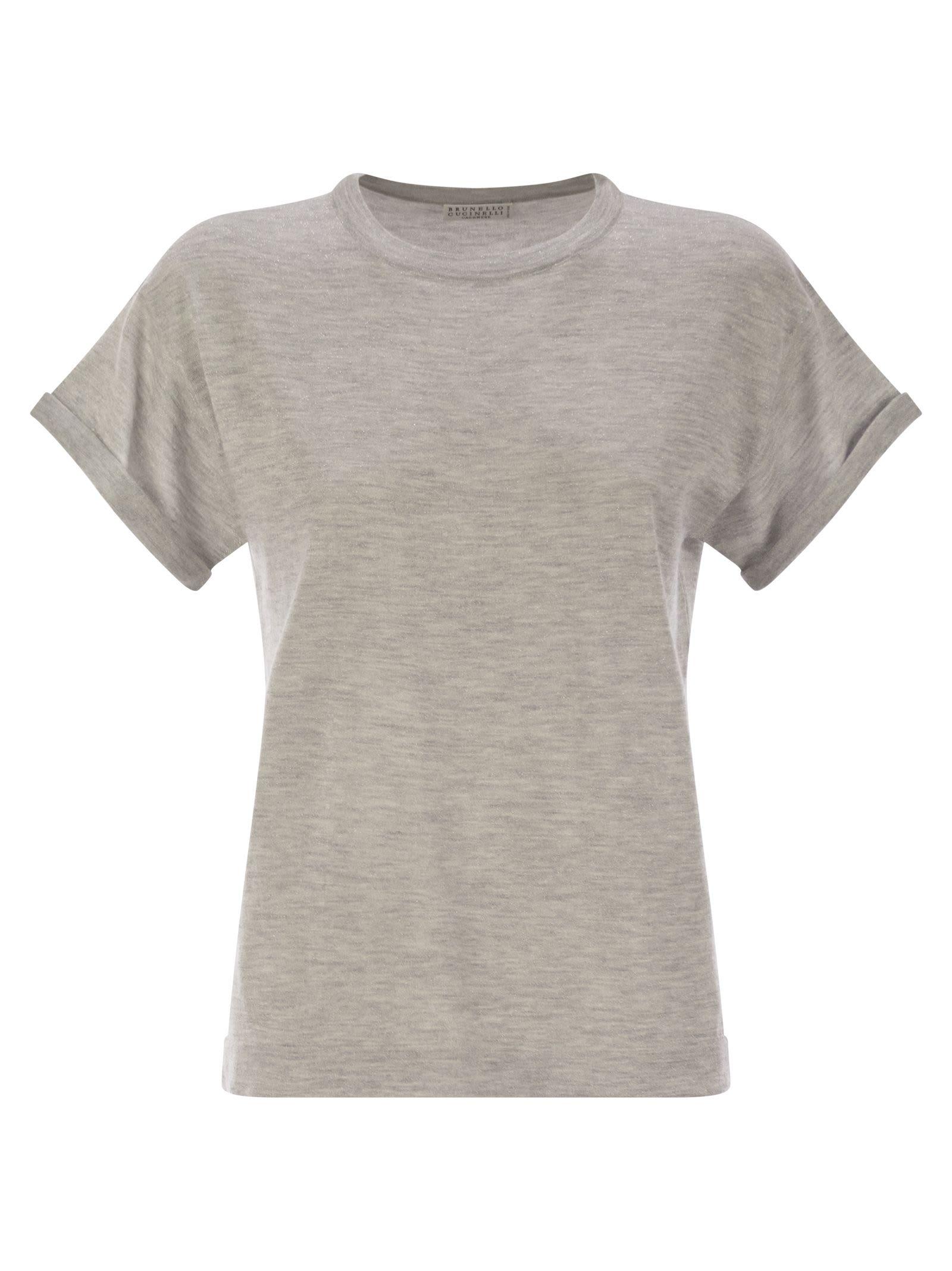 Brunello Cucinelli Women's Sparkling Lightweight Cashmere And Silk Sweater in Grey