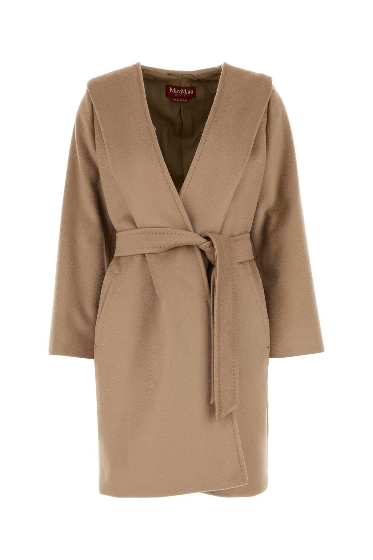 Max Mara Studio Camel Wool Newmang Coat