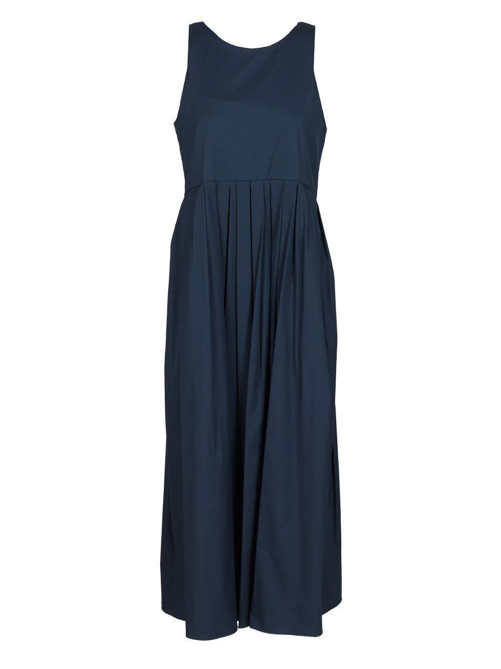 'S MAX MARA Dark Blue Moirs Cotton Dress