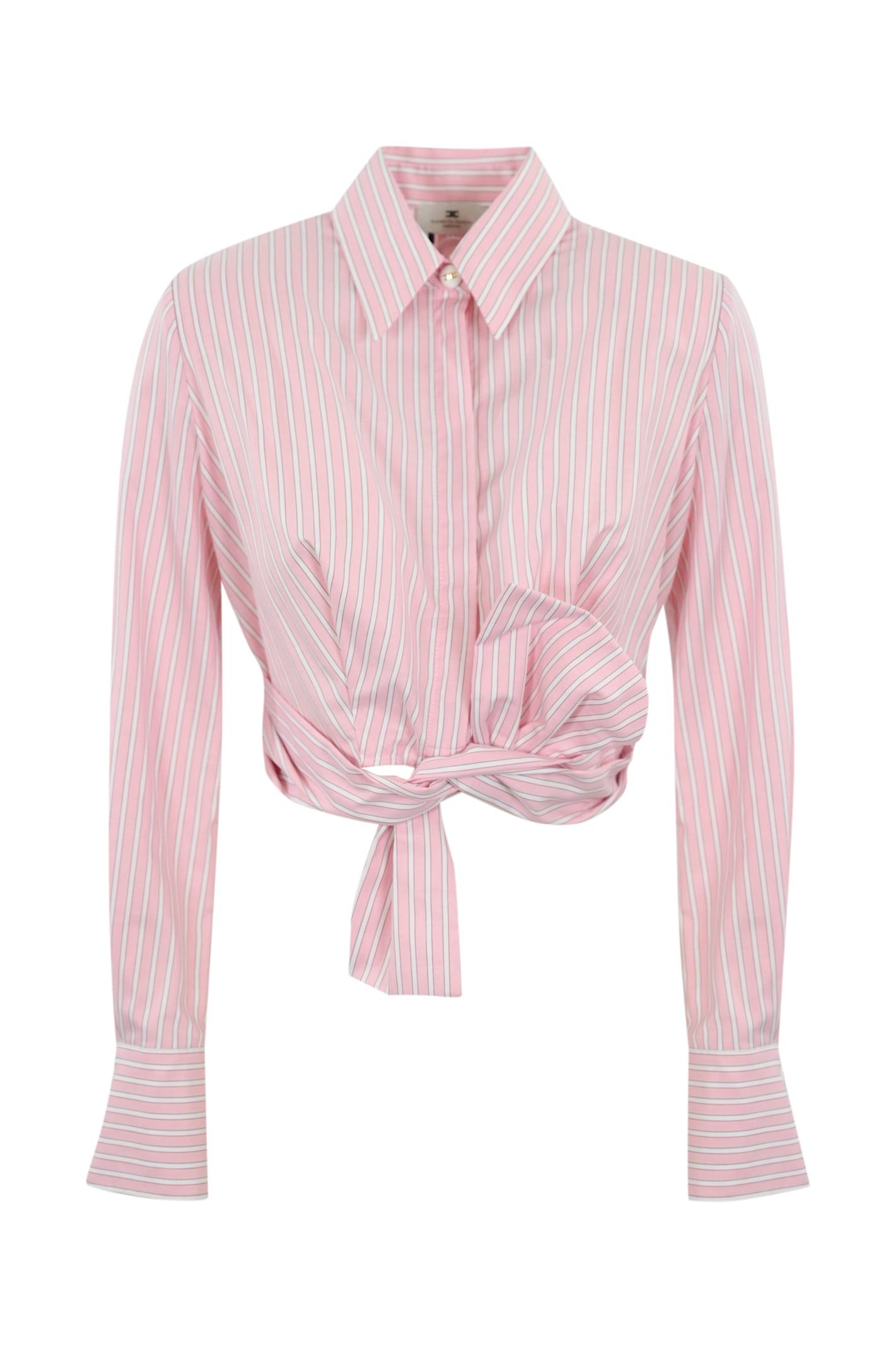 Elisabetta Franchi Striped Poplin Shirt With Bow