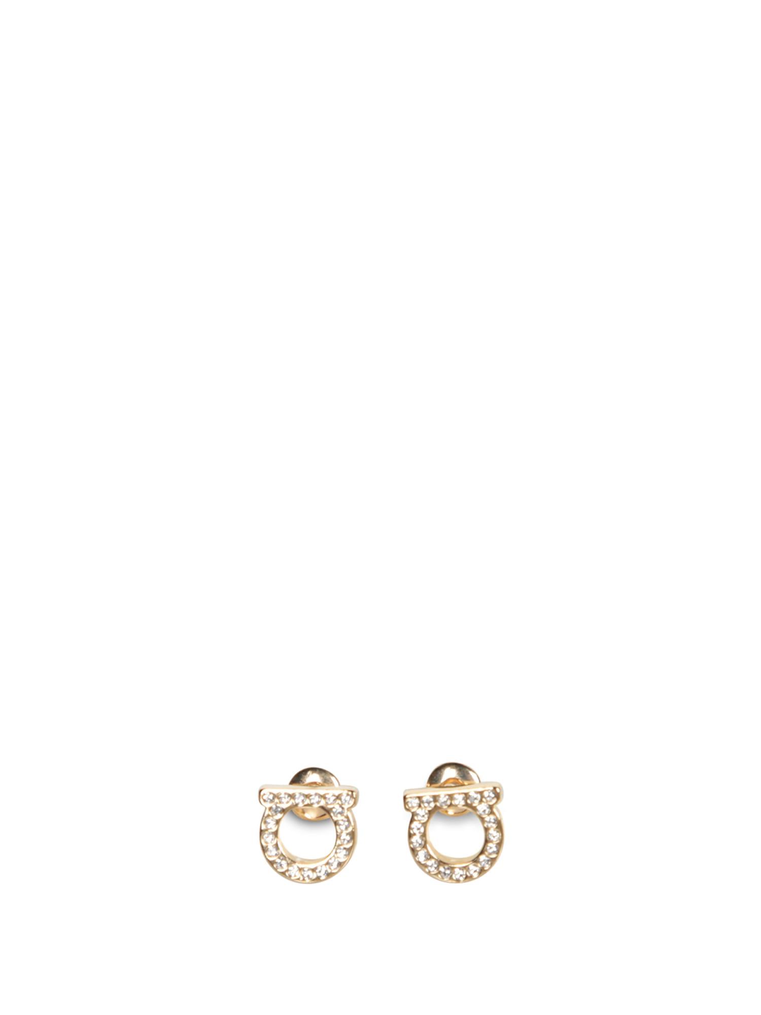 Ferragamo Women's Gancini Crystals Earrings and Mini Gold Strass Stud Earrings