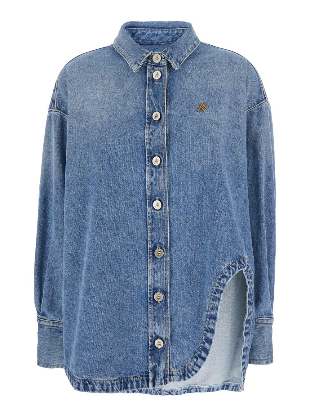The Attico Women's 100% Cotton Casual Shirt and Diana Shirt Jacket in Blue