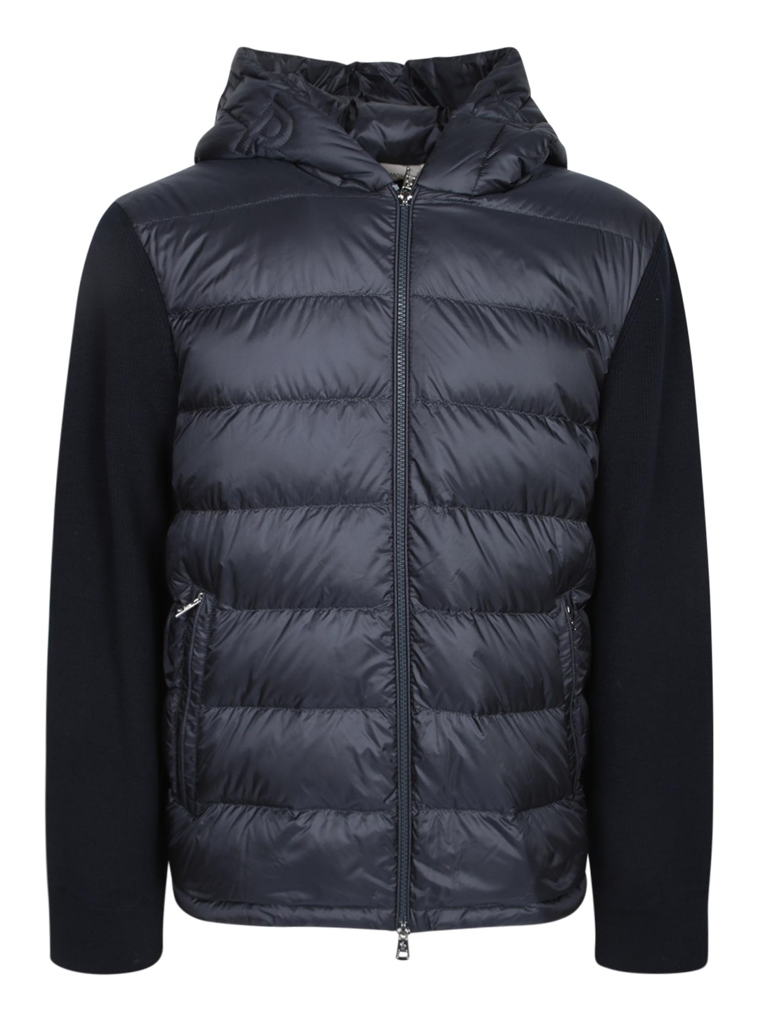 Moncler Blue Hooded Down Cardigan