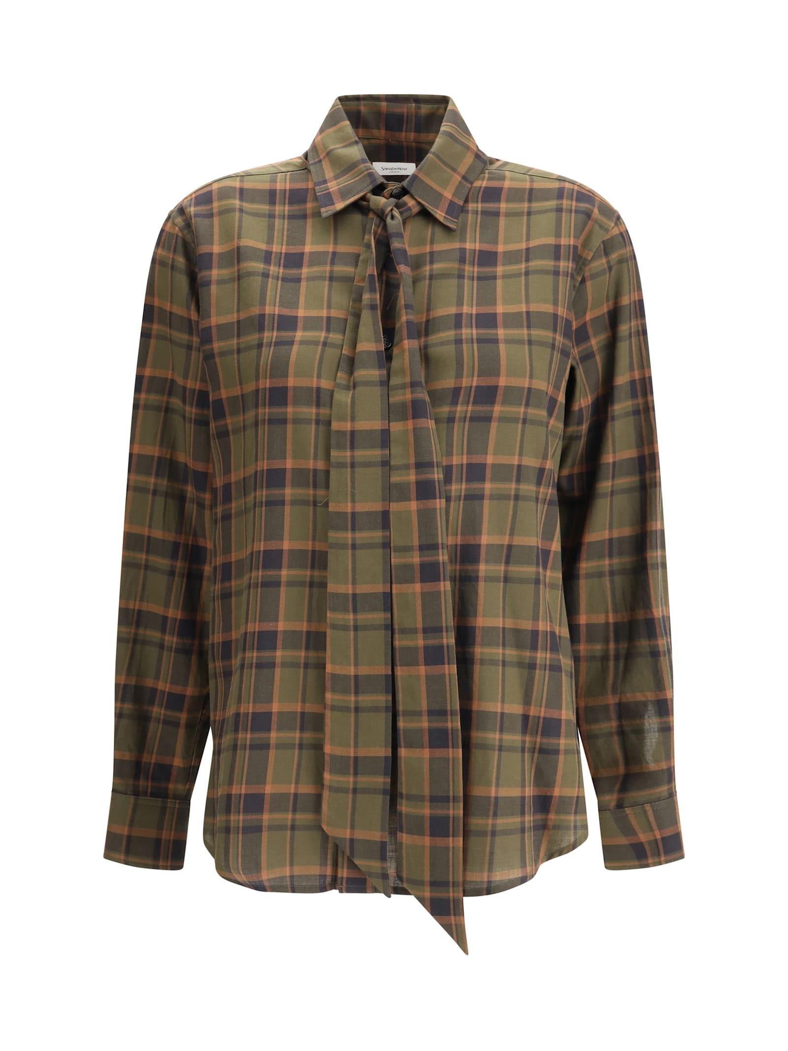 Saint Laurent Cassandre Check Lavallière Shirt