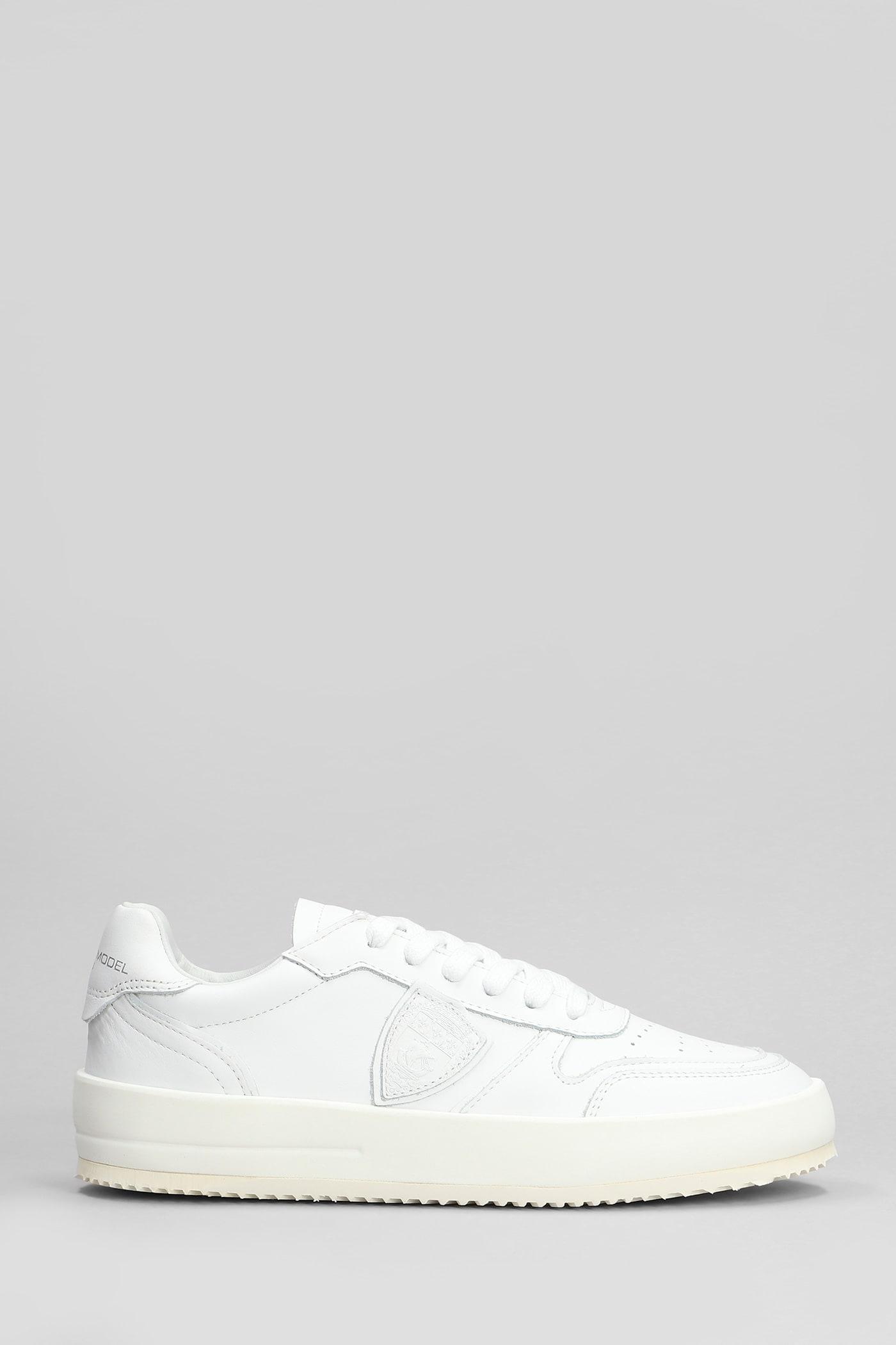 Philippe Model Nice Low Sneakers in White Leather