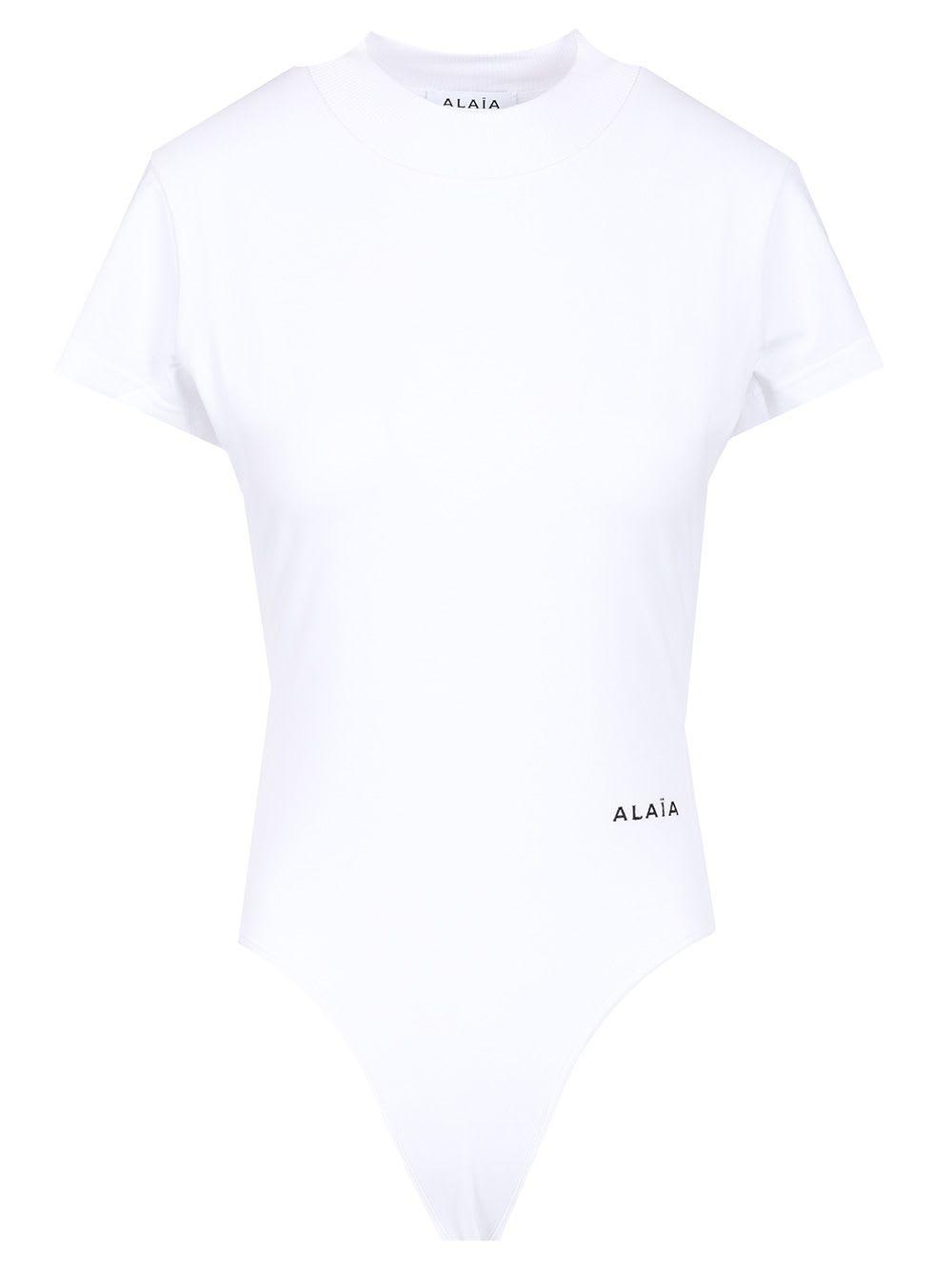 ALAIA Alaïa Women's Logo-Embroidered Bodysuit T-Shirt in White