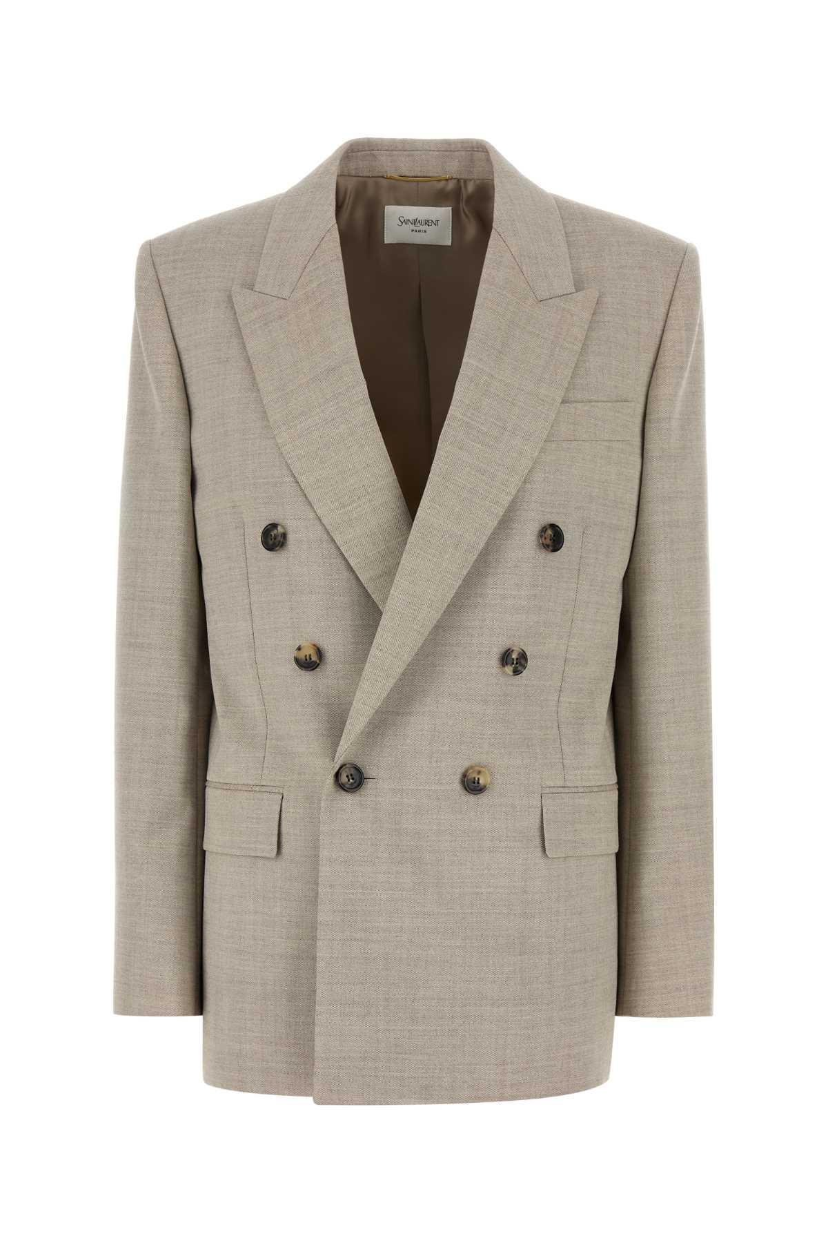Saint Laurent Cappuccino Wool Blazer