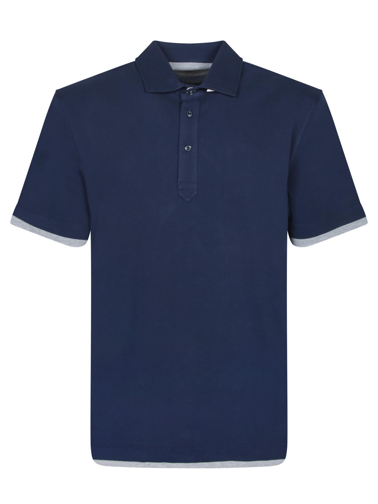 Brunello Cucinelli Blue Piquet Polo Shirt