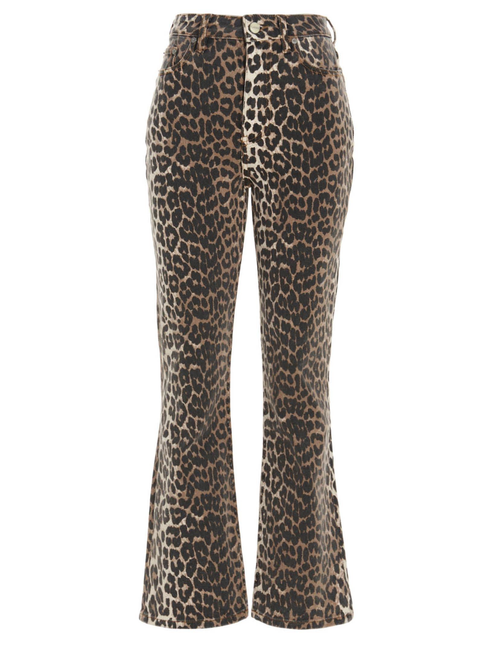 Ganni Leopard Jeans and Pants