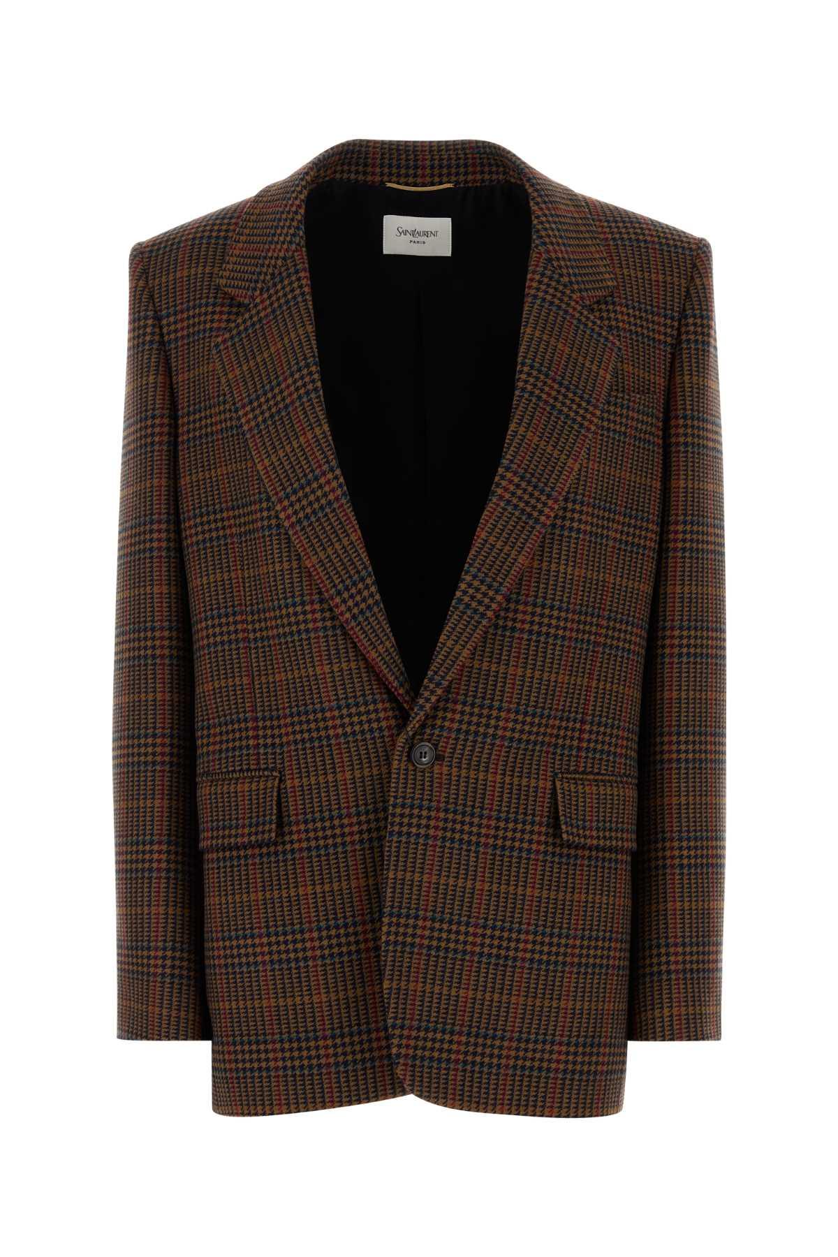 Saint Laurent Embroidered Wool Blazer
