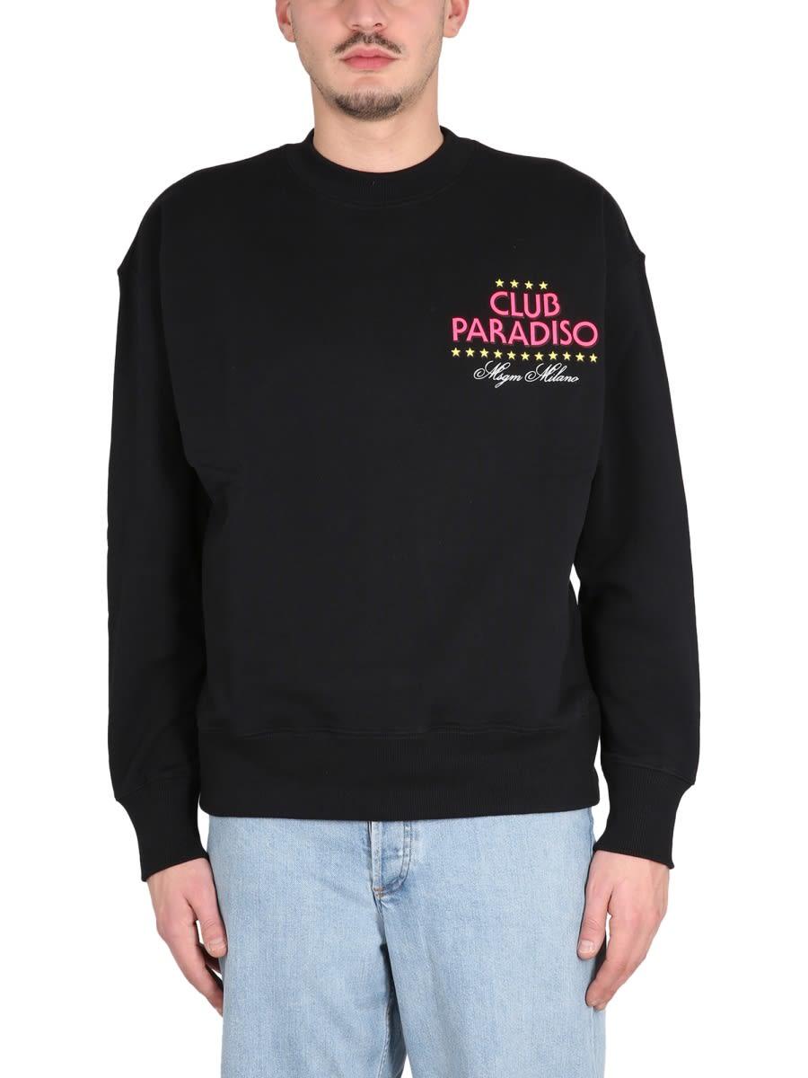 MSGM Cotton Sweatshirt with Logo Print