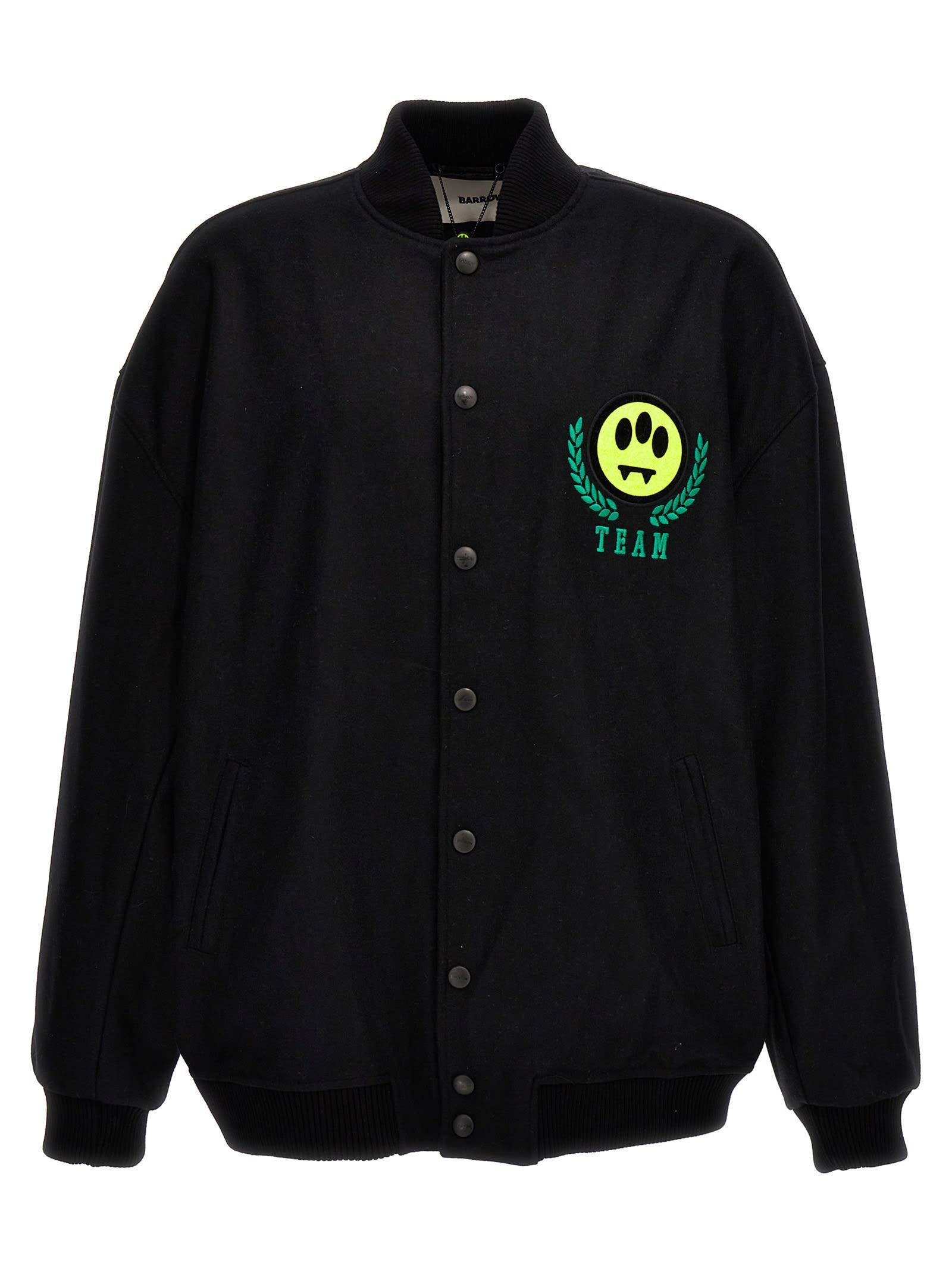 Black Bomber Jacket With Barrow Team Embroidery