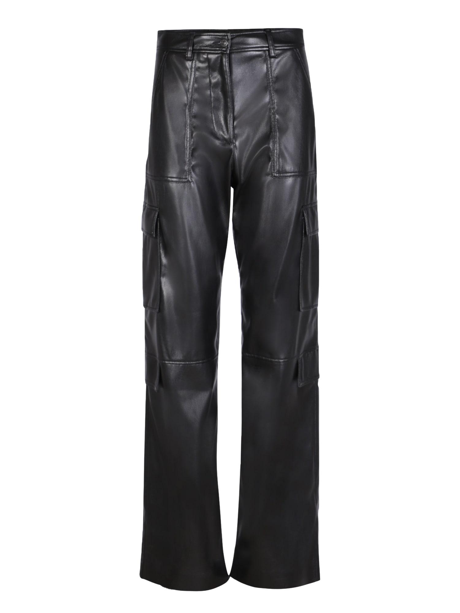 MSGM Black Leather-like Pants