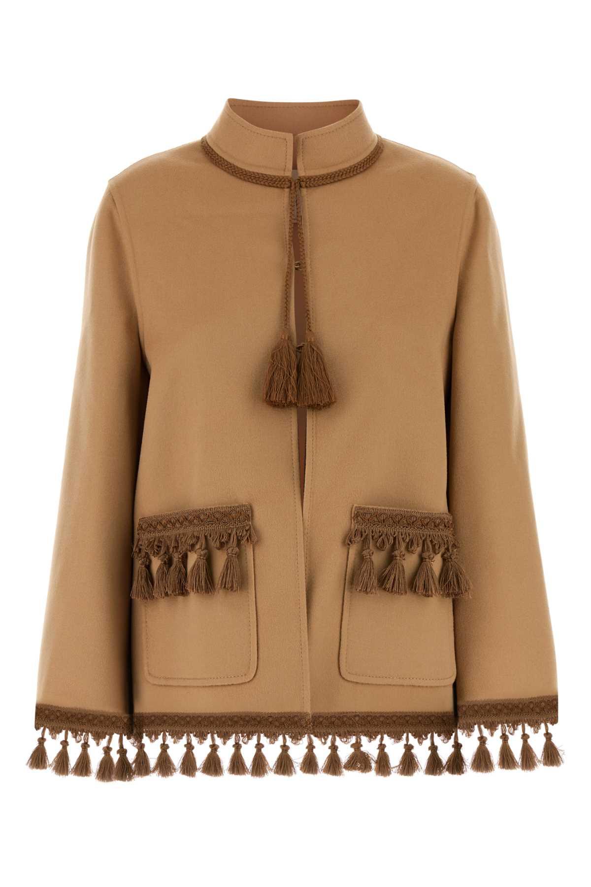 Valentino Garavani Camel Wool Blend Coat