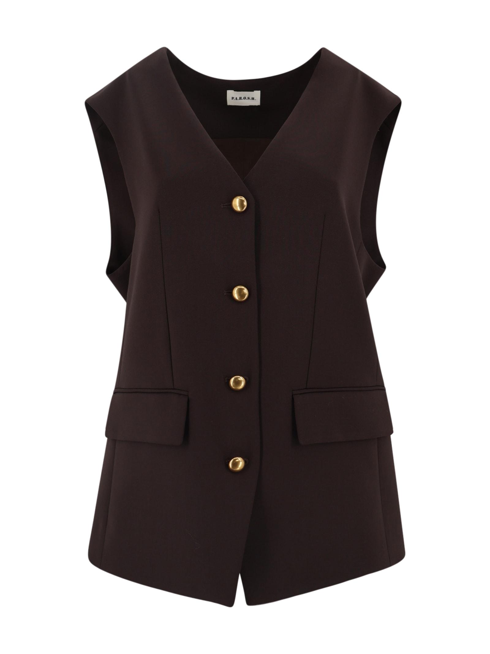 Parosh Virgin Wool Vest With Gold Button