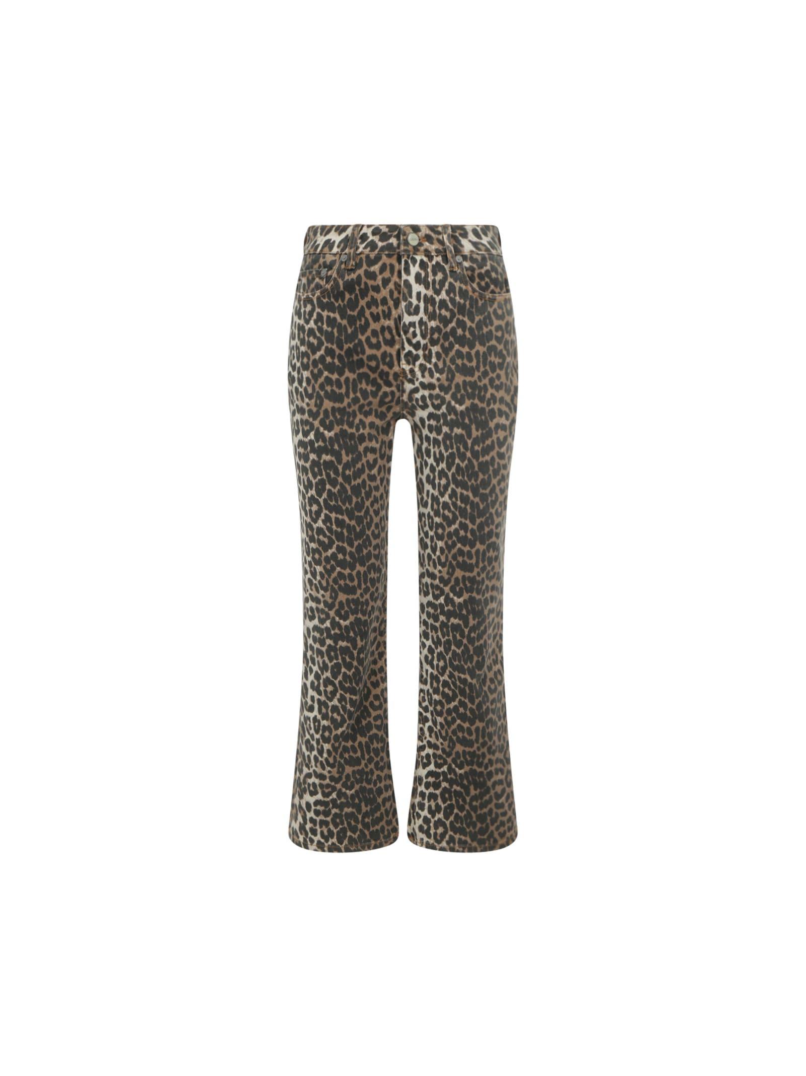 Ganni Leopard Jeans and Pants