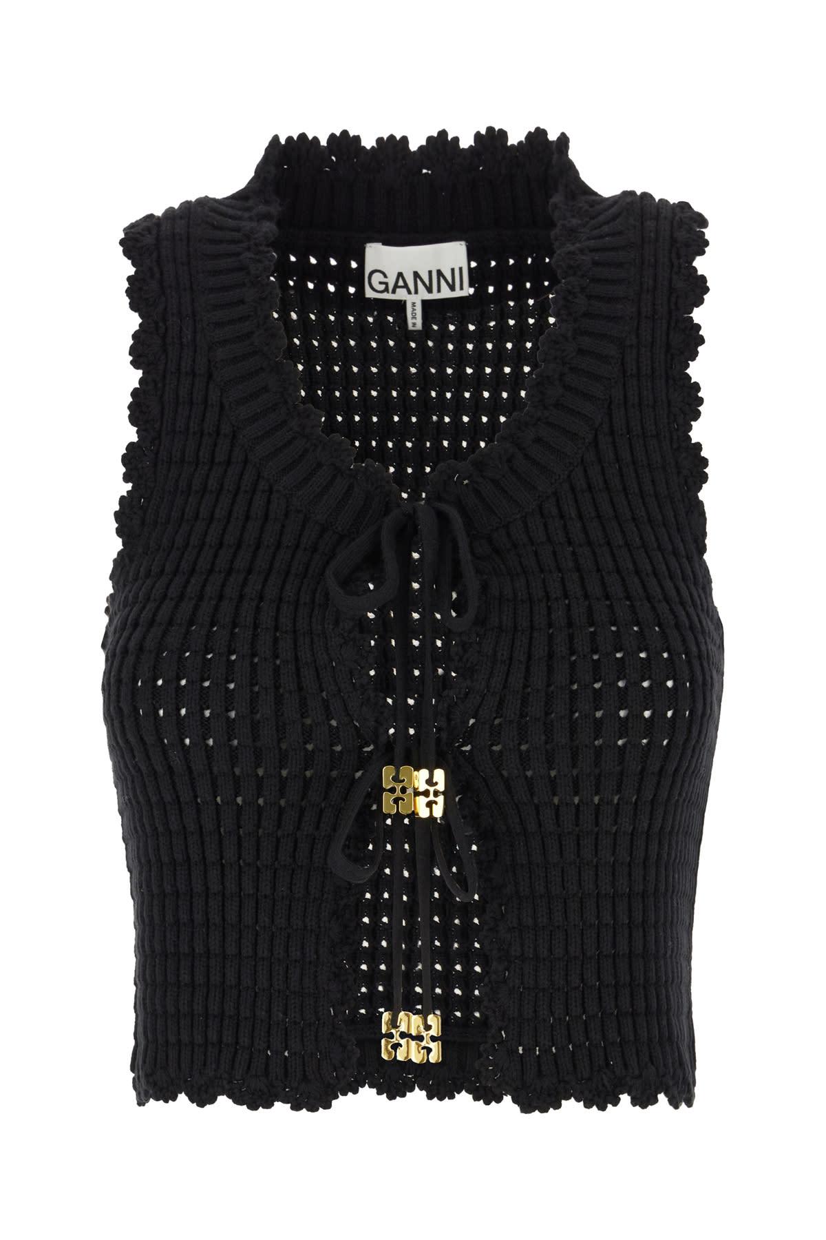 Ganni Black Cotton Blend Vest