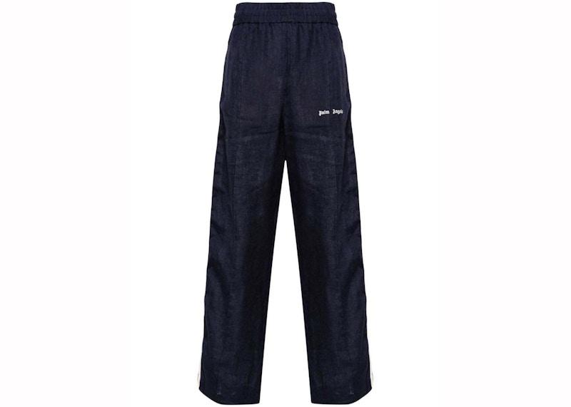 Palm Angels Logo-Print Linen Track Pants