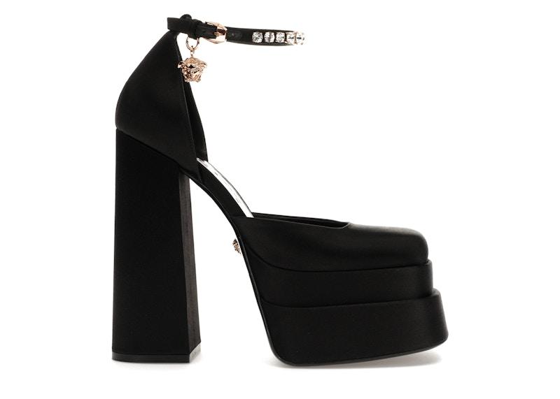 Versace Medusa Aevitas Platform Pumps Black Satin